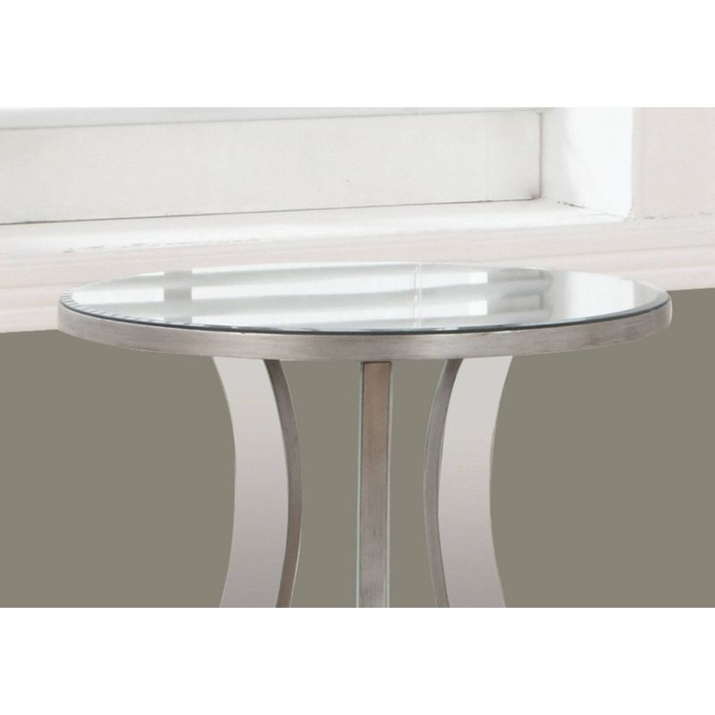 Round Accent Table with Mirror - Silver - EveryRoom
