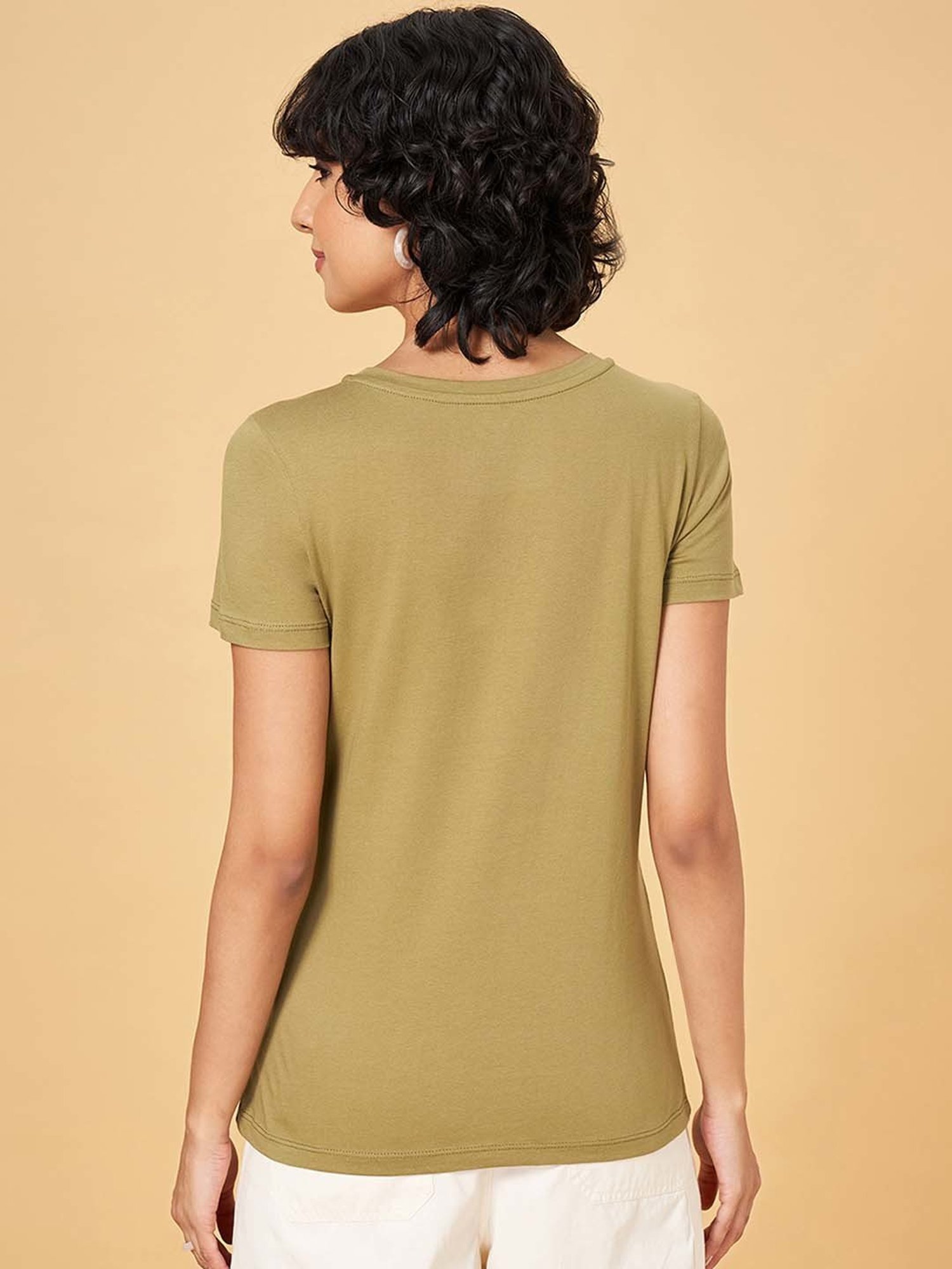 Honey by Pantaloons Green Cotton Printed T-Shirt