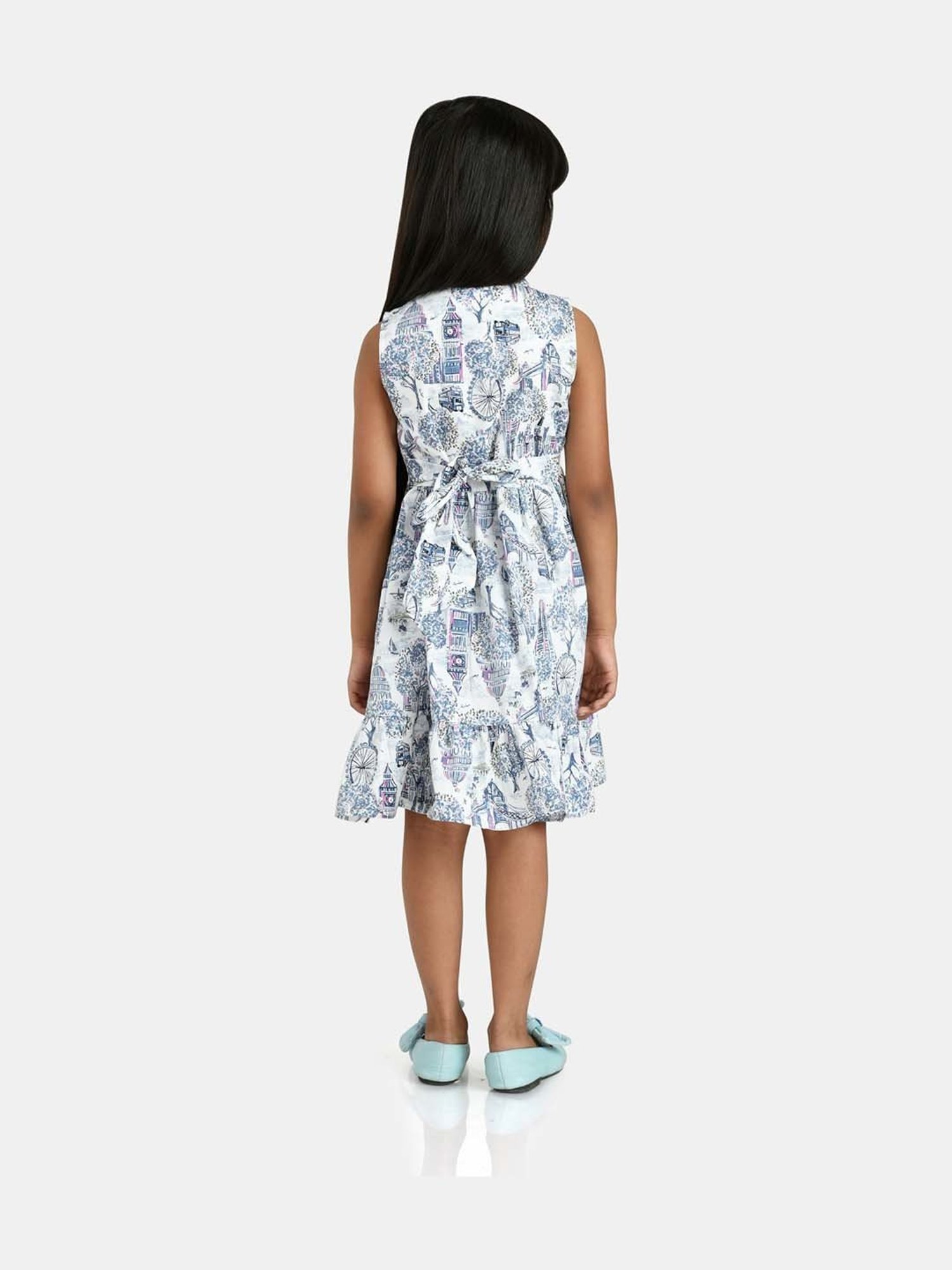 Peppermint Kids White Cotton Printed Dress
