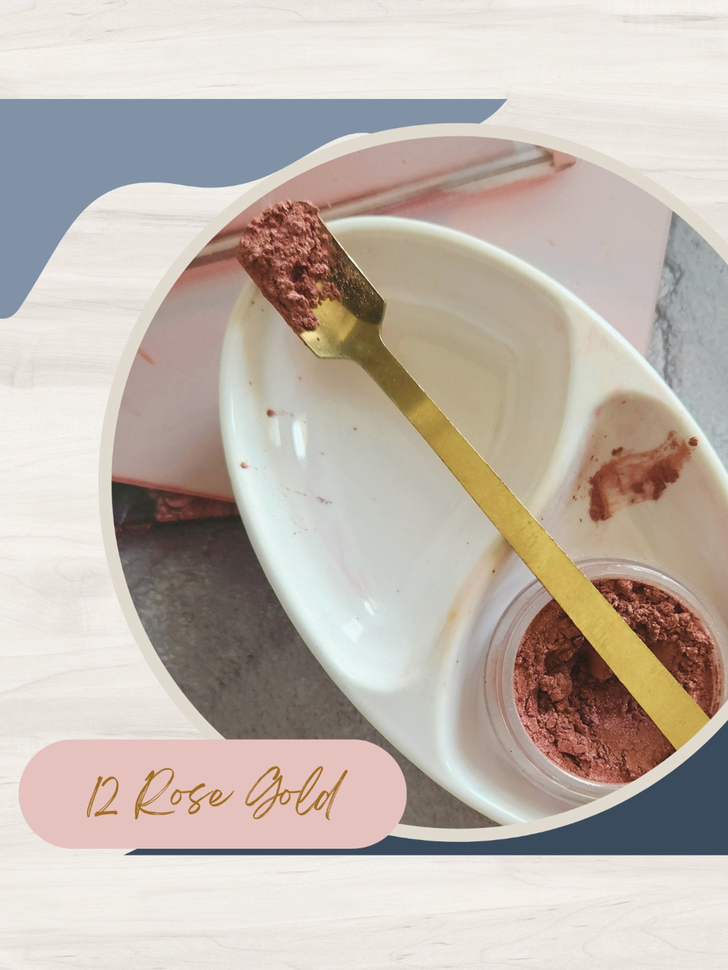 KINDED Makeup Pigments Loose Shimmer Powder Eyeshadow 05 Smokey Blue & 12 Rose Gold Combo