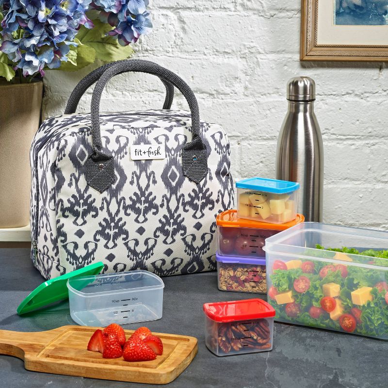 Fit & Fresh Bloomington Lunch Tote - Charcoal Ikat