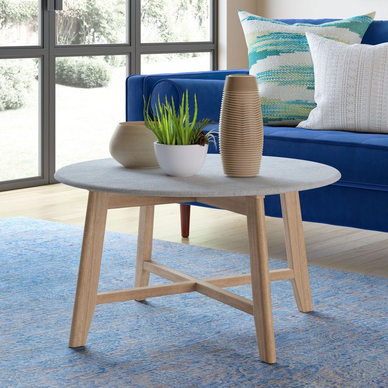 31.5" Elysian Coffee Table with Faux Cement Top Natural - Aeon