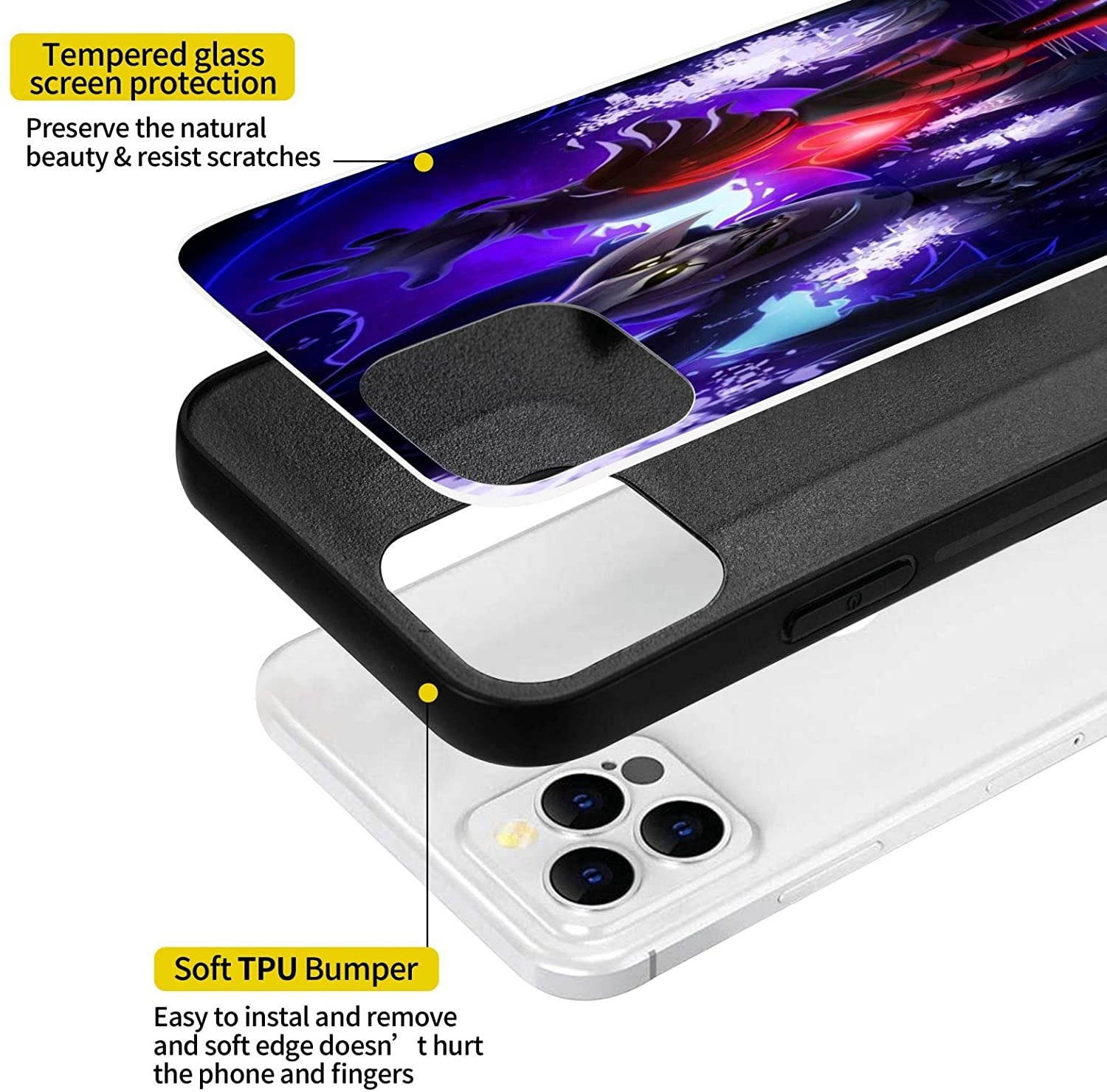 Undertale Sans Compatible with iPhone 12 Series Case Protective Shockproof Slim Soft TPU + Glass IP12-6.1