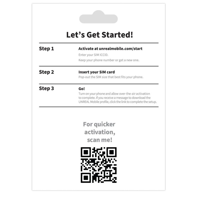 UNREAL Mobile SIM Kit Starter Kit- Black