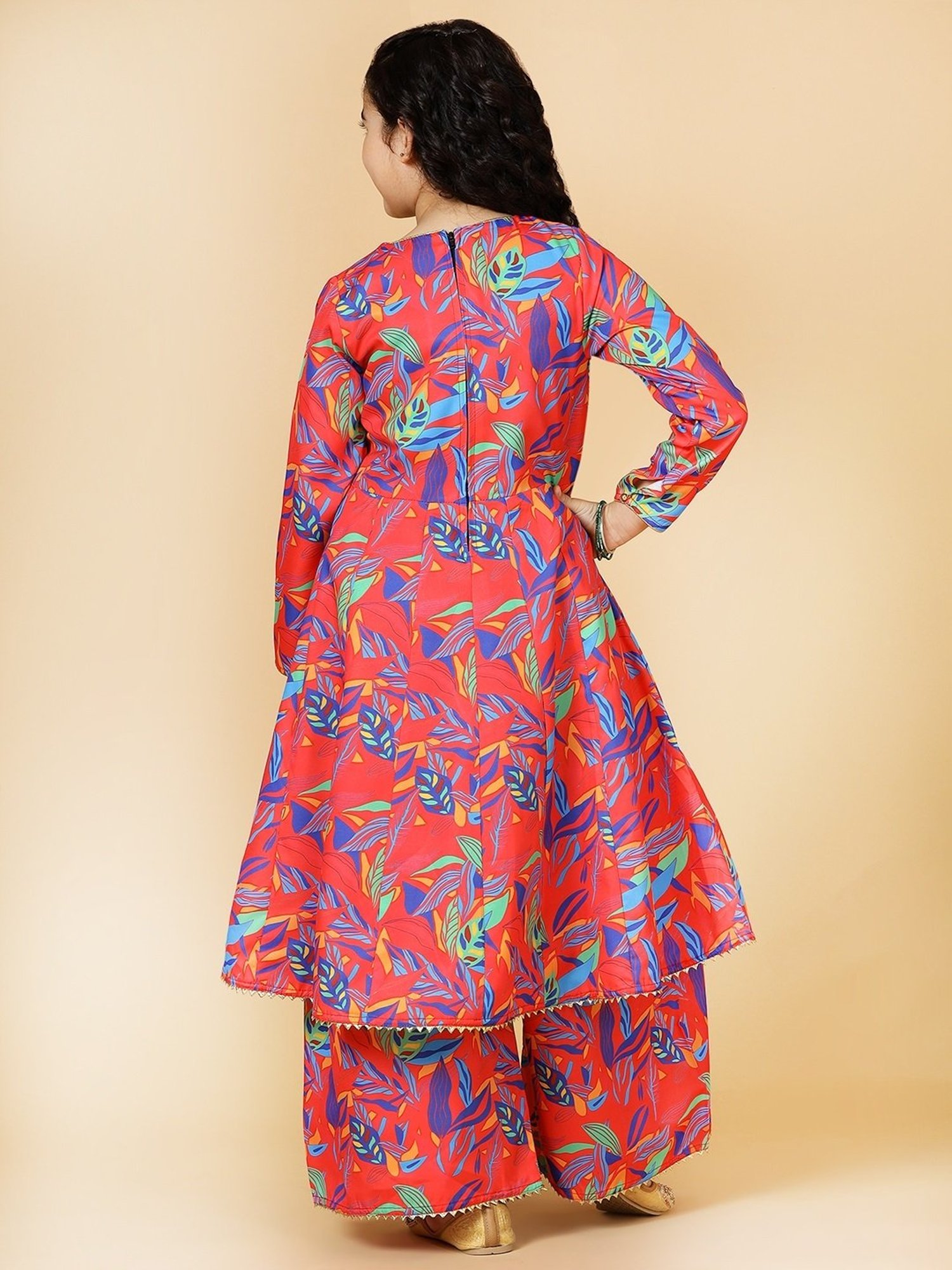 A.T.U.N. Kids Red Printed Kurta Set