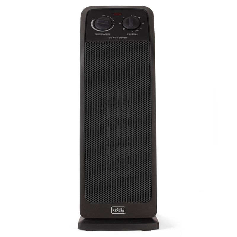 Pelonis HF-0063 1500-Watt 2-Setting Portable Oscillating Small Room Digital Fan and Personal Space Heater, Black