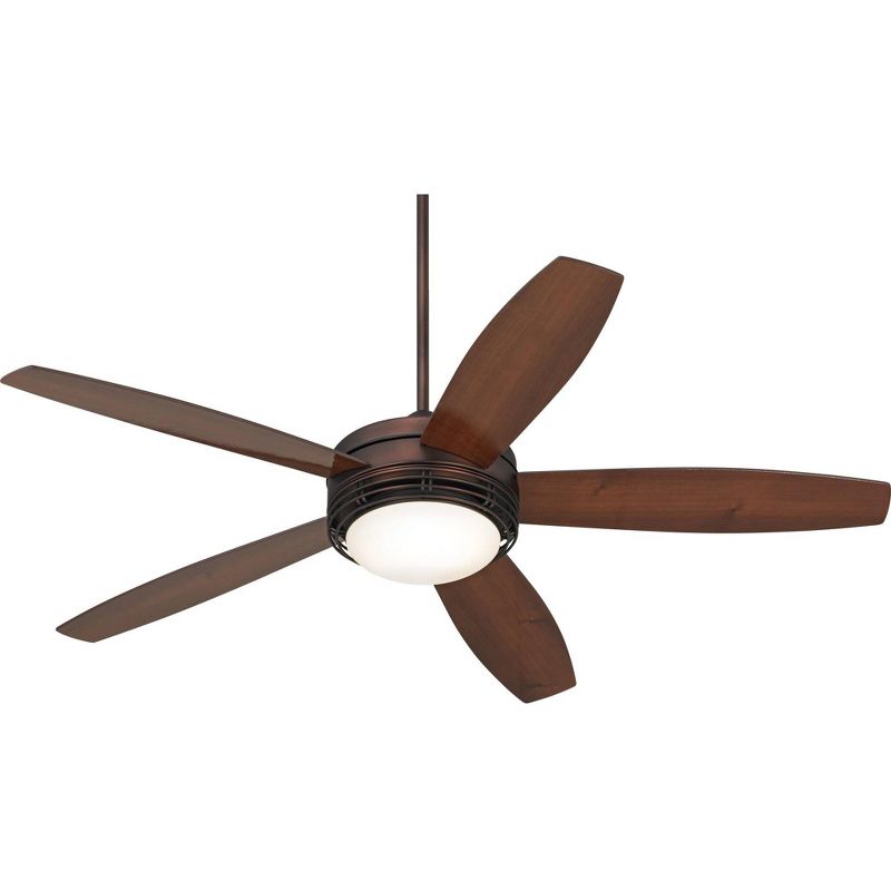 60" Casa Vieja Modern Outdoor Ceiling Fan with Light LED Remote Oil Brushed Bronze Reversible Blades Damp Rated for Patio Porch