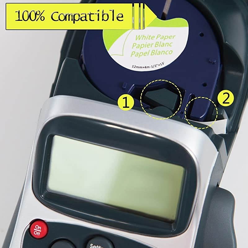 Compatible Label Tape Replacement for DYMO LetraTag Labeling Refills Self-Adhesive Paper Tape for DYMO LetraTag Label Makers, Black Print on White, 1/2 Inch x 13 feet, 12mm x 4m, 3 Pack