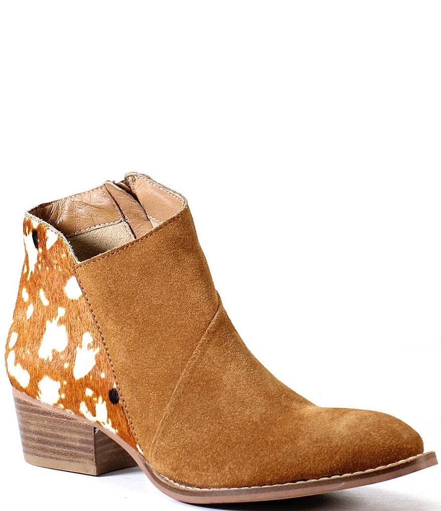 Diba True Sea Sons Printed Calf Hair Western Suede Booties