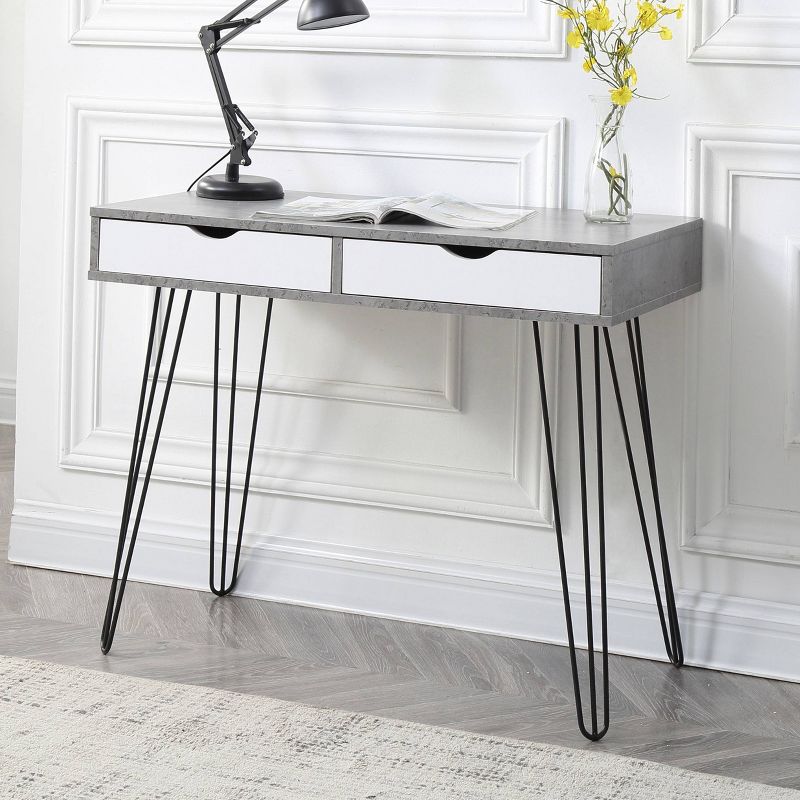 Laurel Modern Home Office Desk with Storage Drawers Black - AC Pacific