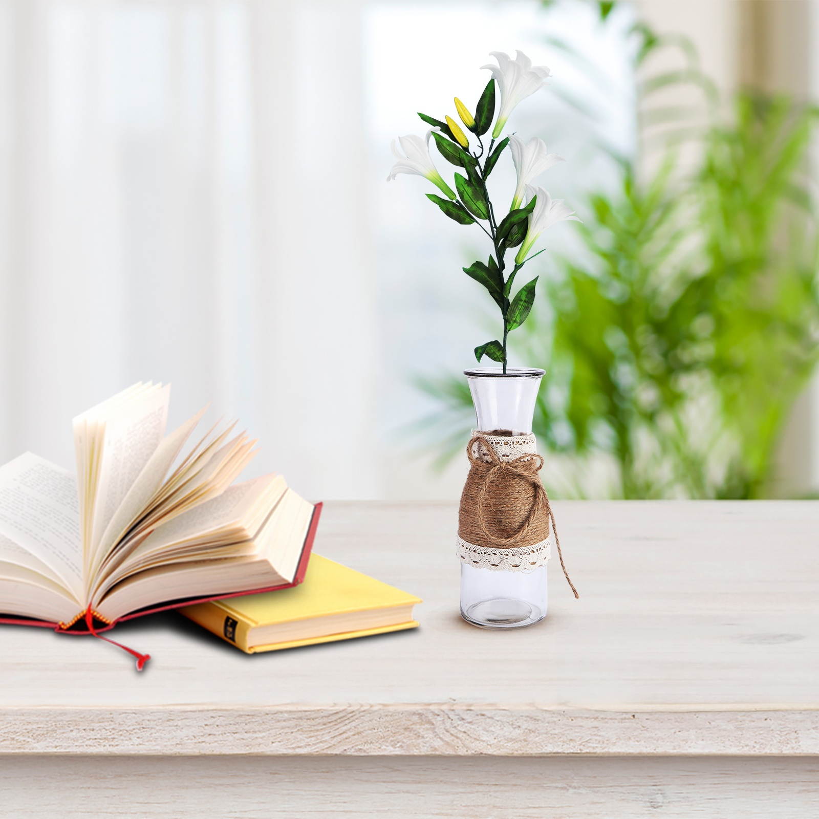 1PC Handmade Hemp Rope Woven Glass Vase Hydroponic Glass Ware Ornament Hemp Rope