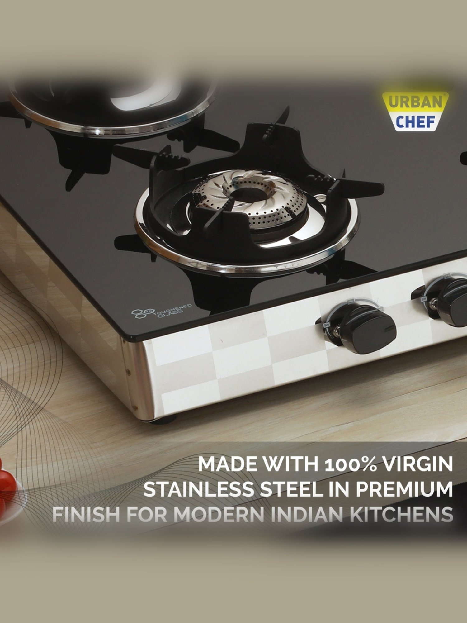 Urban Chef Gas Stove with 4 burners ( Black )