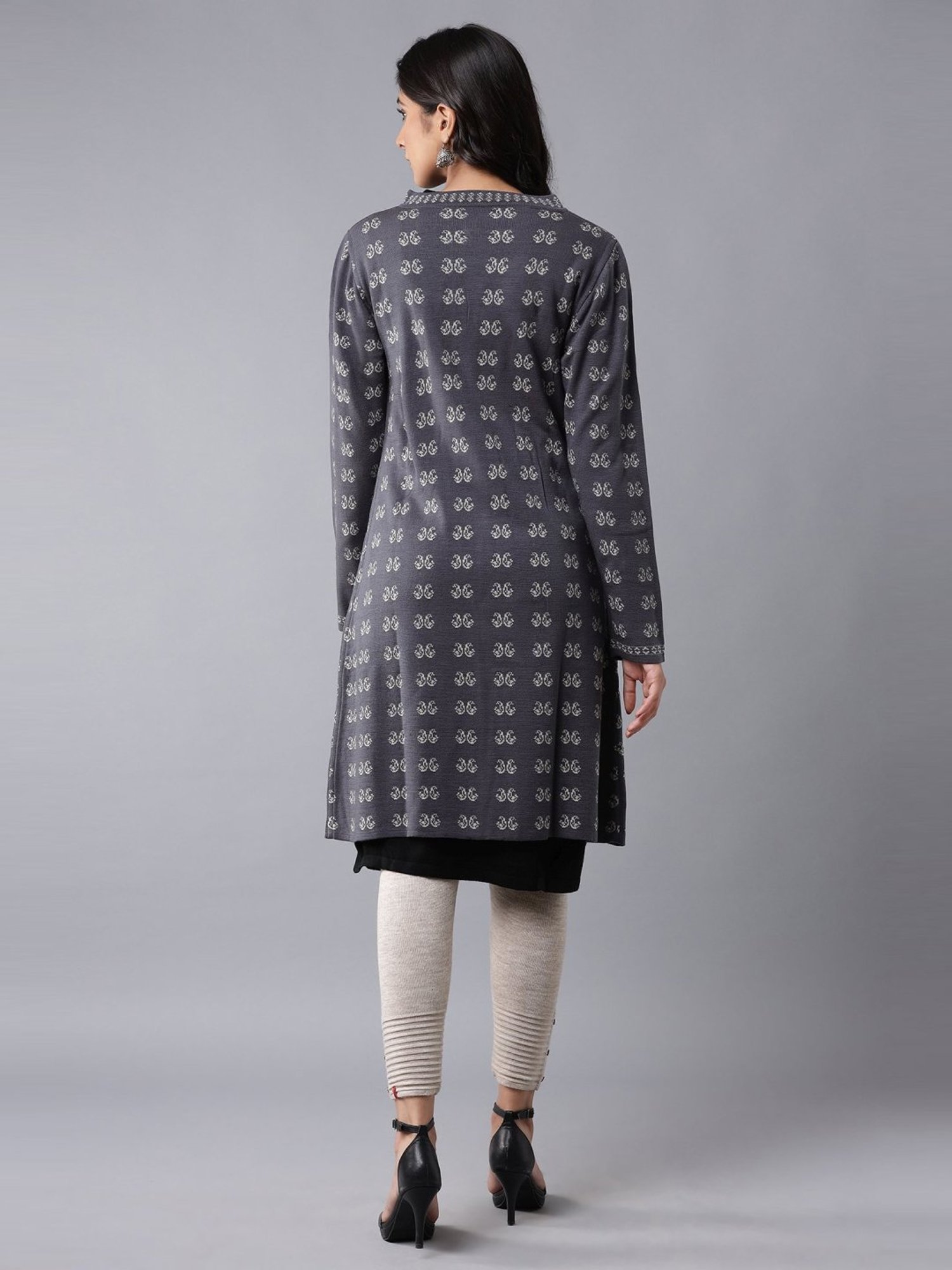 W Grey Printed Cardigan