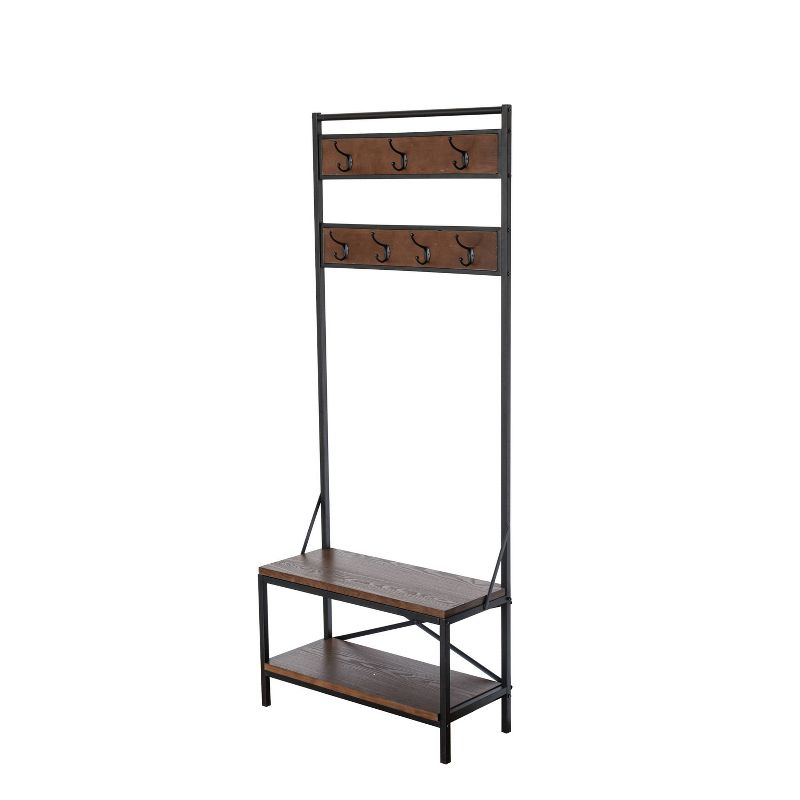 28" Winlock Coat Rack Bench Walnut Brown - Summerland Home