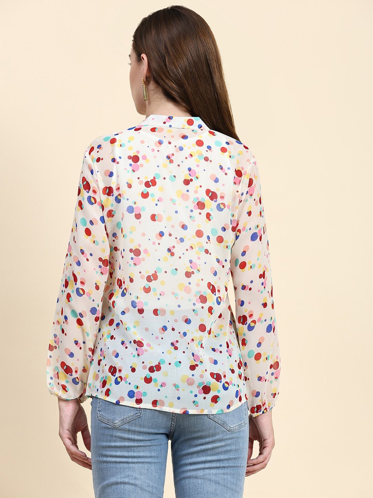 KERI PERRY Off White Printed Top