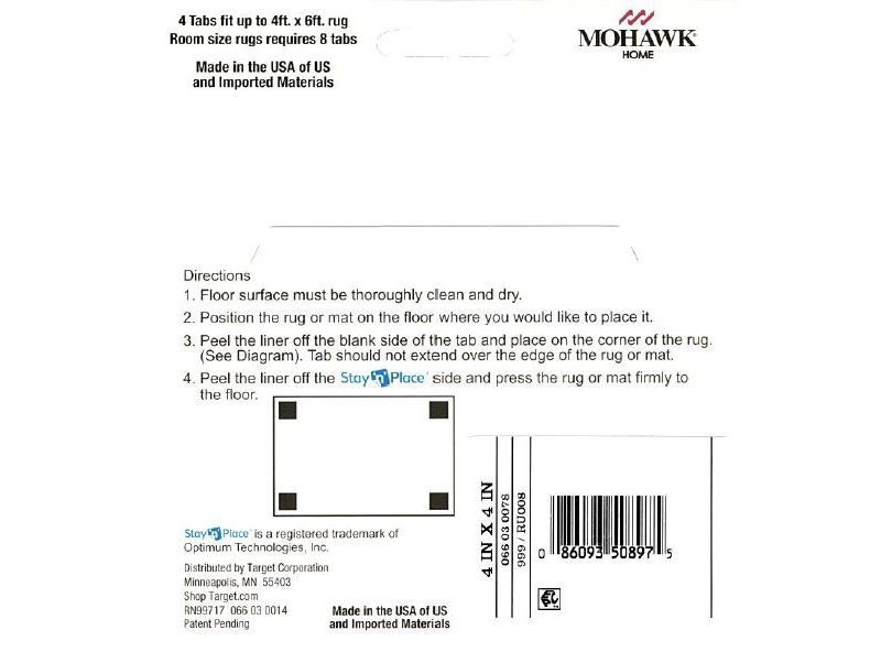 4"x4" Stay 'n' Place Adhesive Rug Tabs Ivory - Mohawk Home