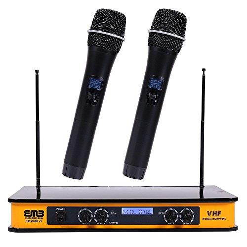 EMB EBM60E Yellow VHF Dual Wireless Handheld Microphone System with Echo Feature
