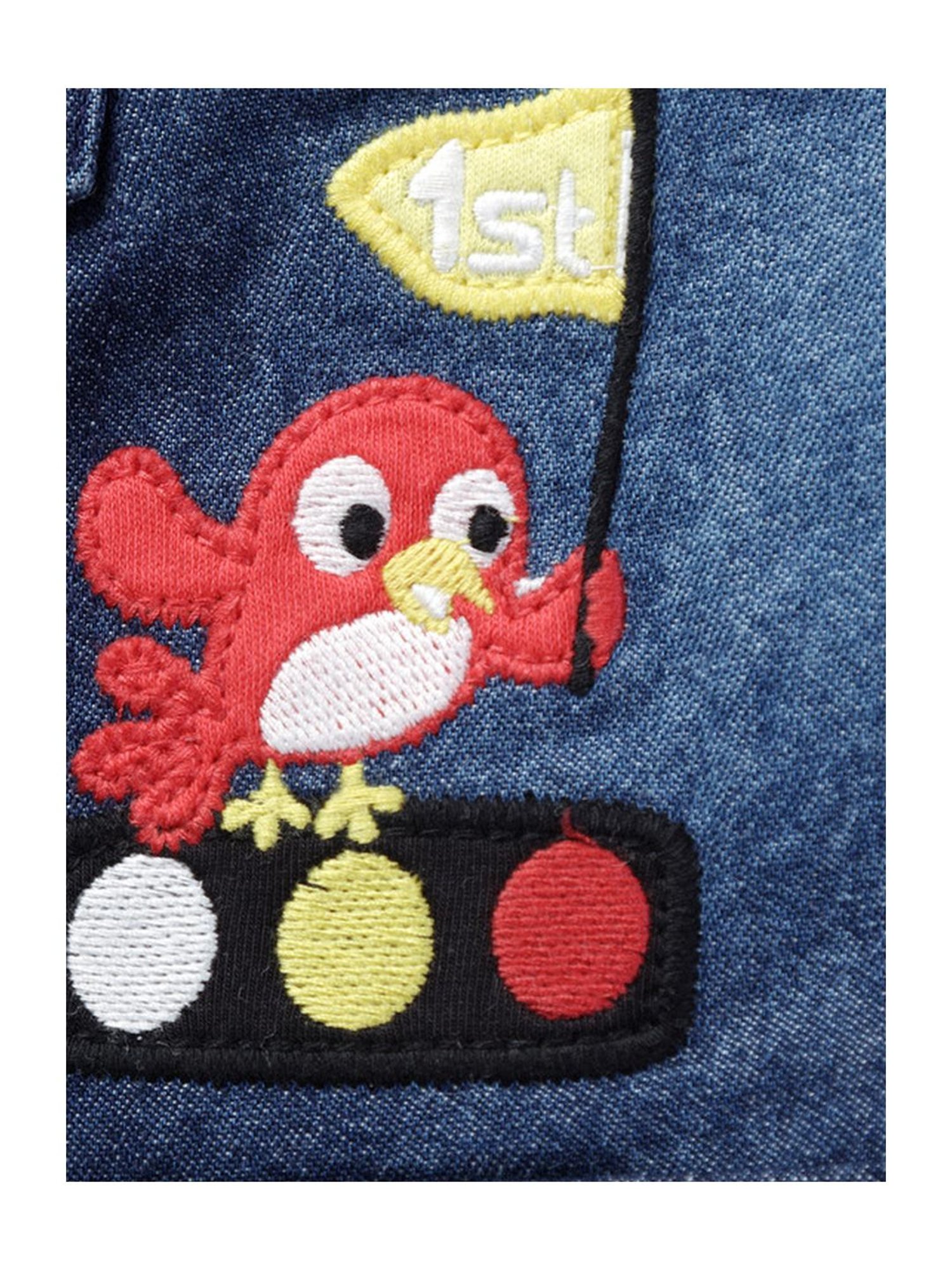 Pranava Kids Dark Blue Cotton Patch Work Shorts