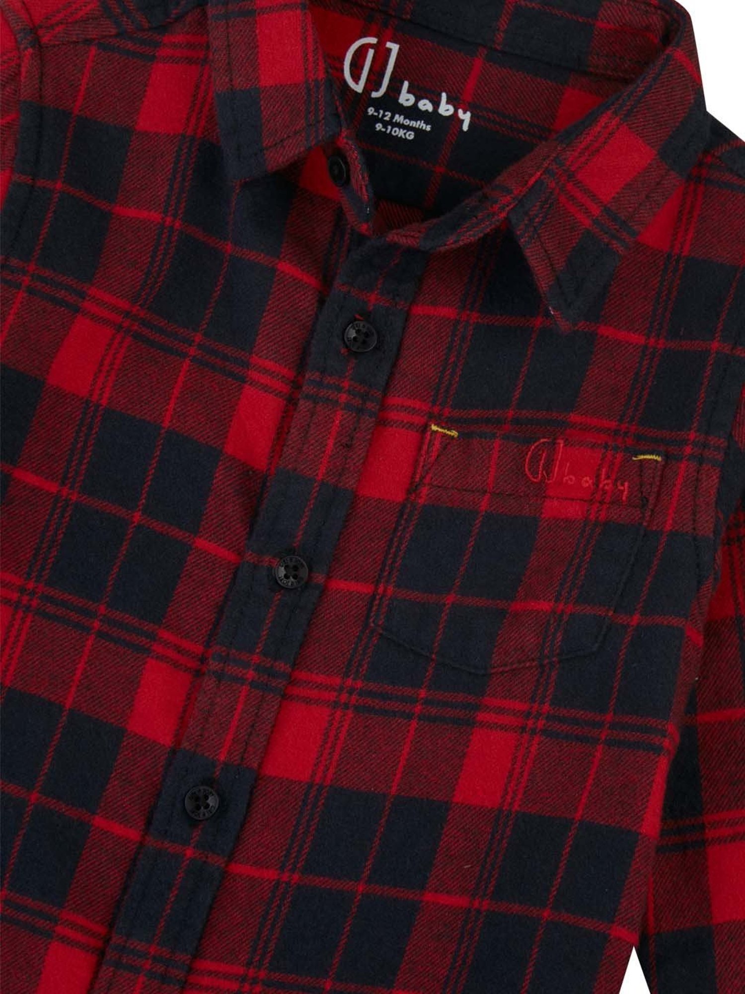 GJ baby Kids Red & Navy Cotton Chequered Full Sleeves Shirt