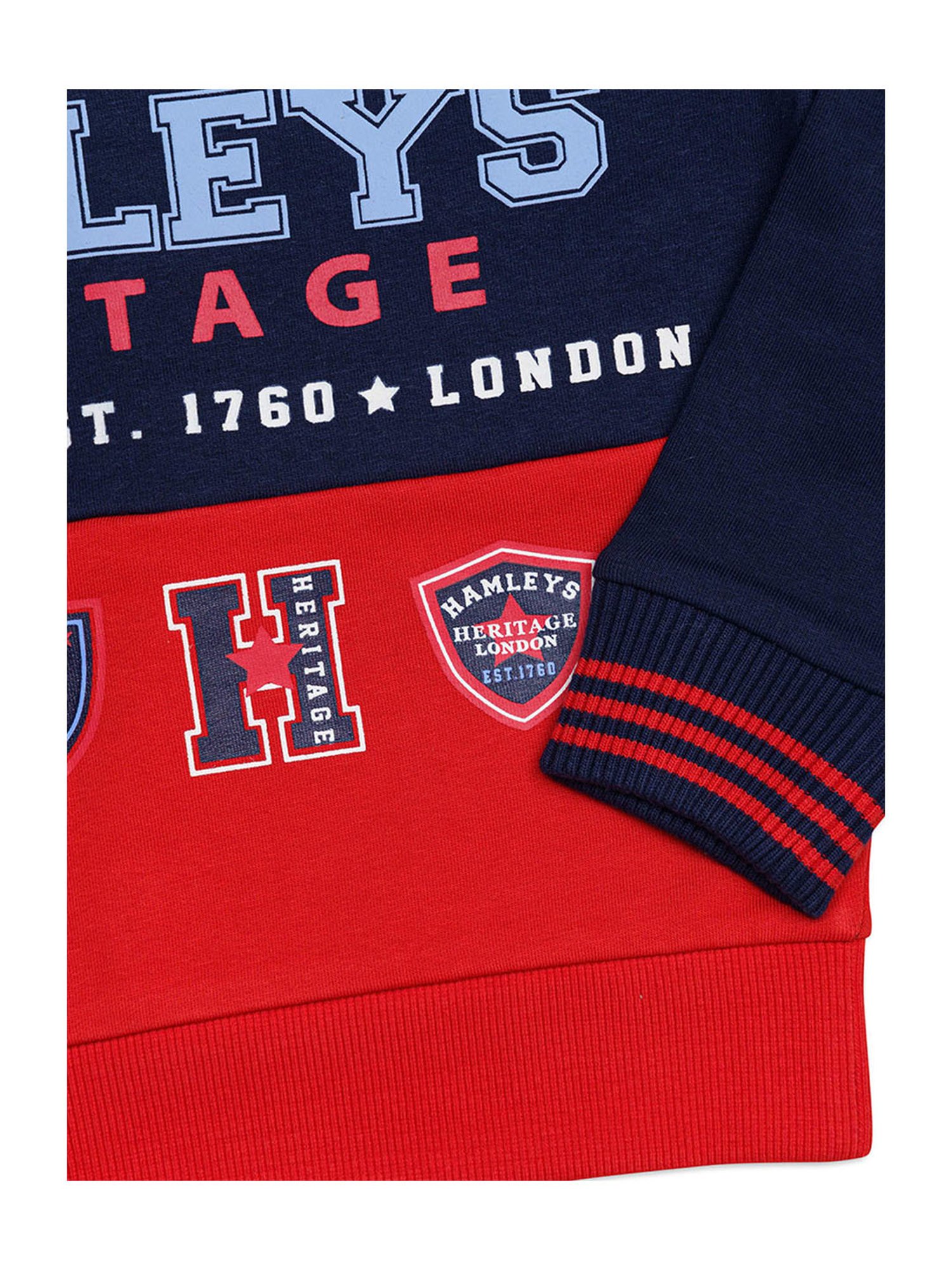 H by Hamleys Boys Navy & Red Color Block Full Sleeves Sweatshirt