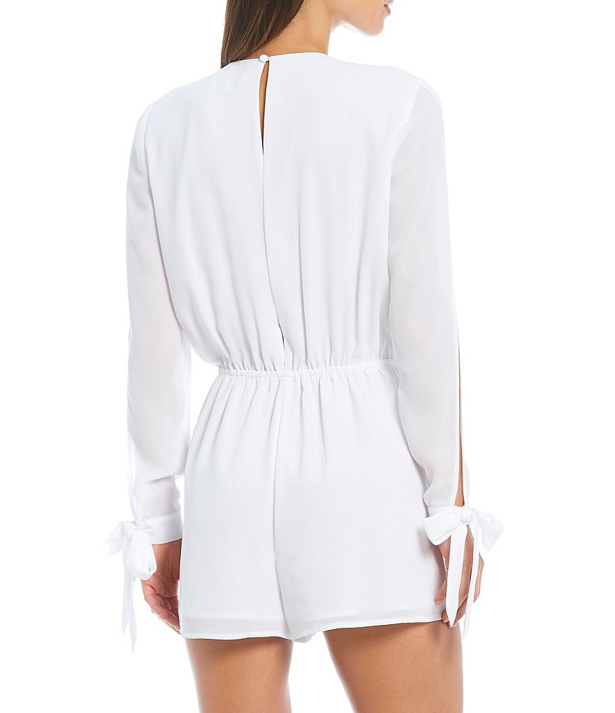 Gianni Bini Georgina Long Sleeve V-Neck Romper