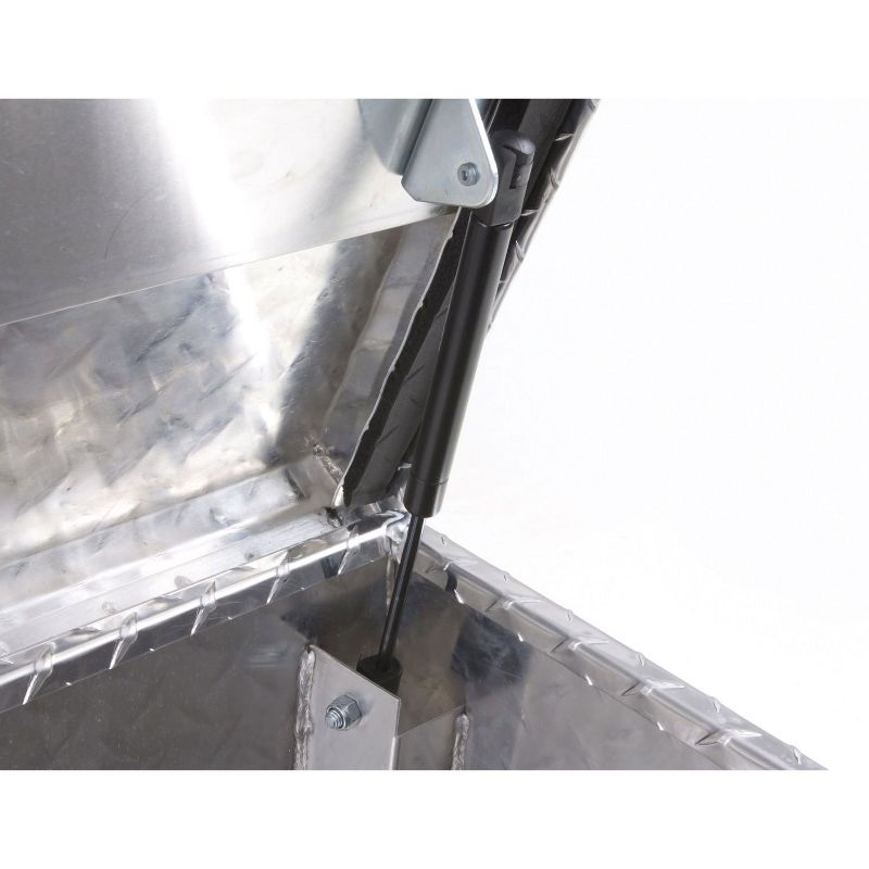 Lund Inc 9748 48 Inch Aluminum Weatherproof Side Mount Bin Truck Bed Lockable Tool Box Storage Organizer with Hinged Fixed Lid, Brite Silver