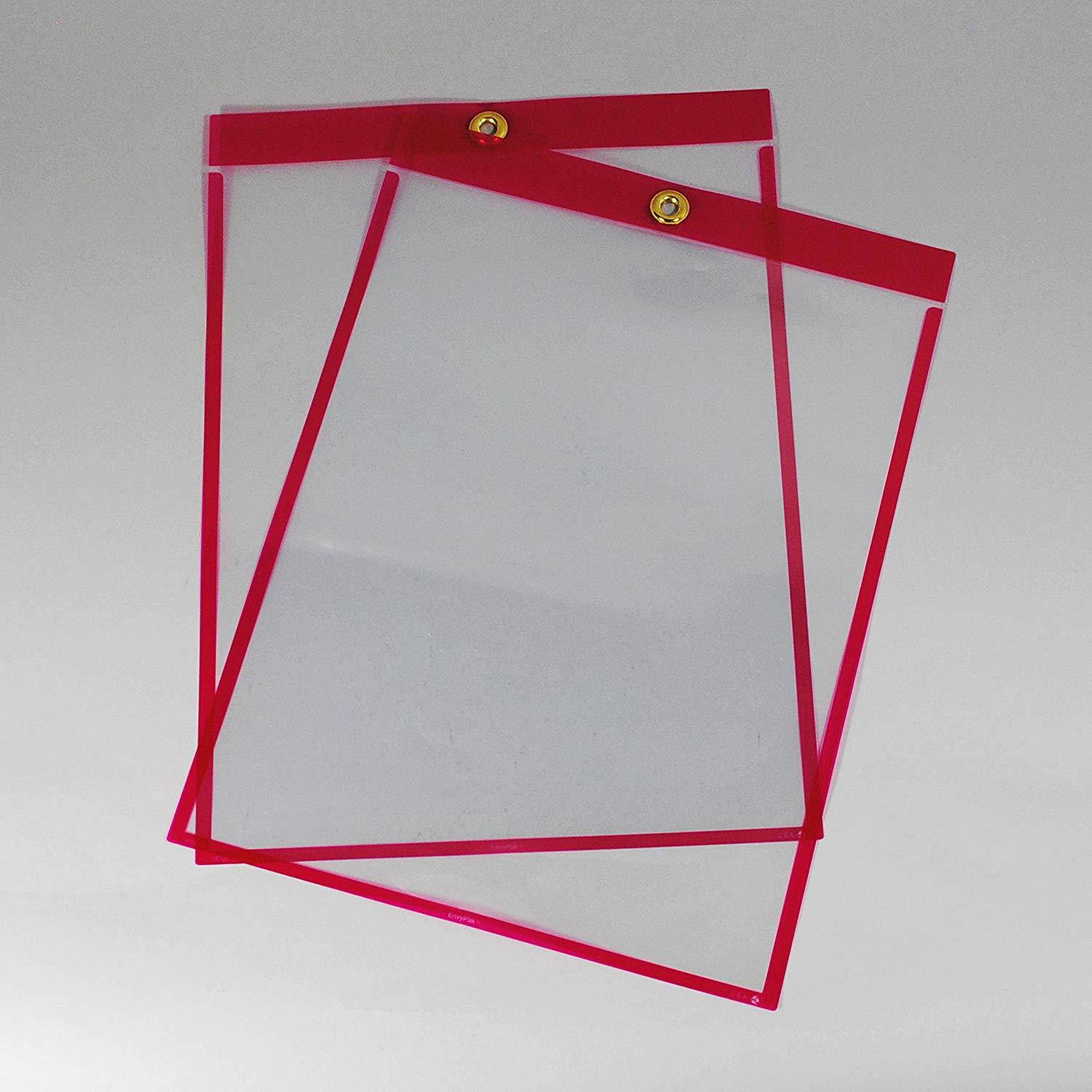 Job Ticket Holders - 9"x12" - Pack of 30 (red) Top-loading with eyelet for hanging