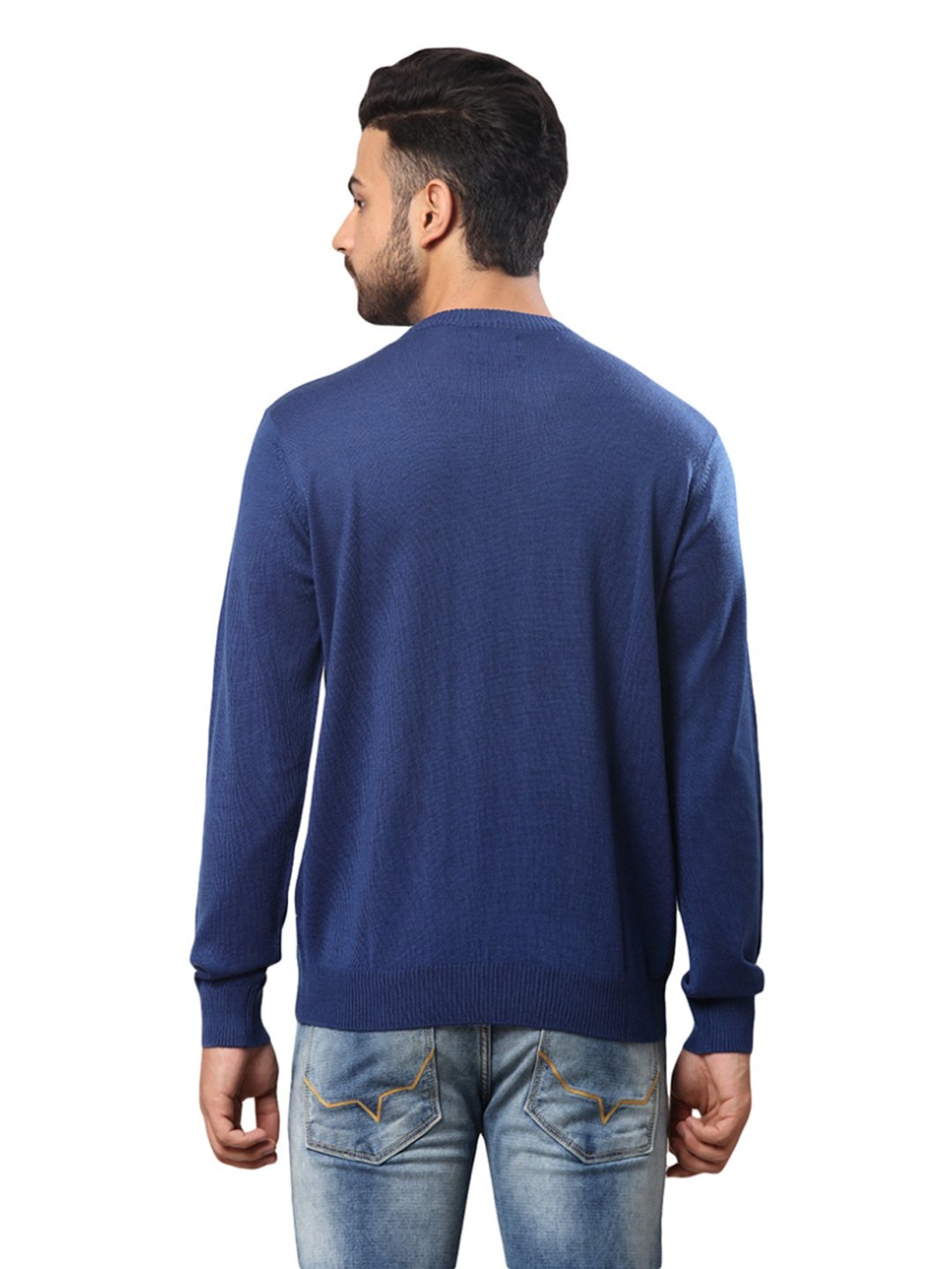 Raymond Blue Regular Fit Checks Sweater