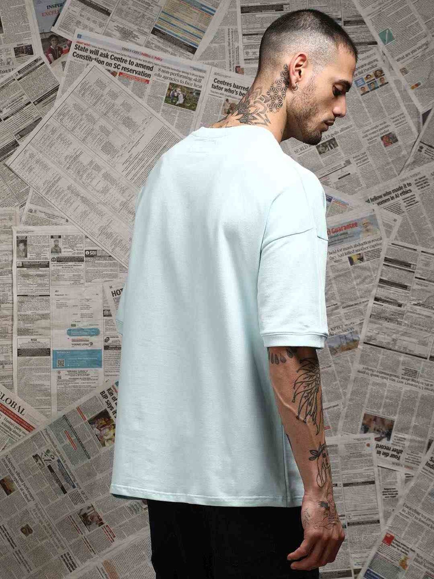 Dillinger Blue Loose Fit Printed Unisex T-Shirt