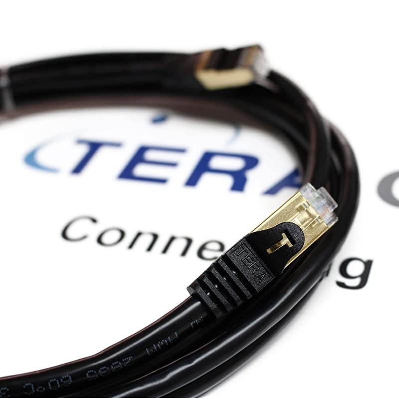 10FT Premium CAT7 Double Shielded 10 Gigabit 600MHz Ethernet Patch Cable for Modem Router LAN Network Gold Plated Shielded RJ45 Connectors Faster Than CAT6a CAT6 CAT5e Black