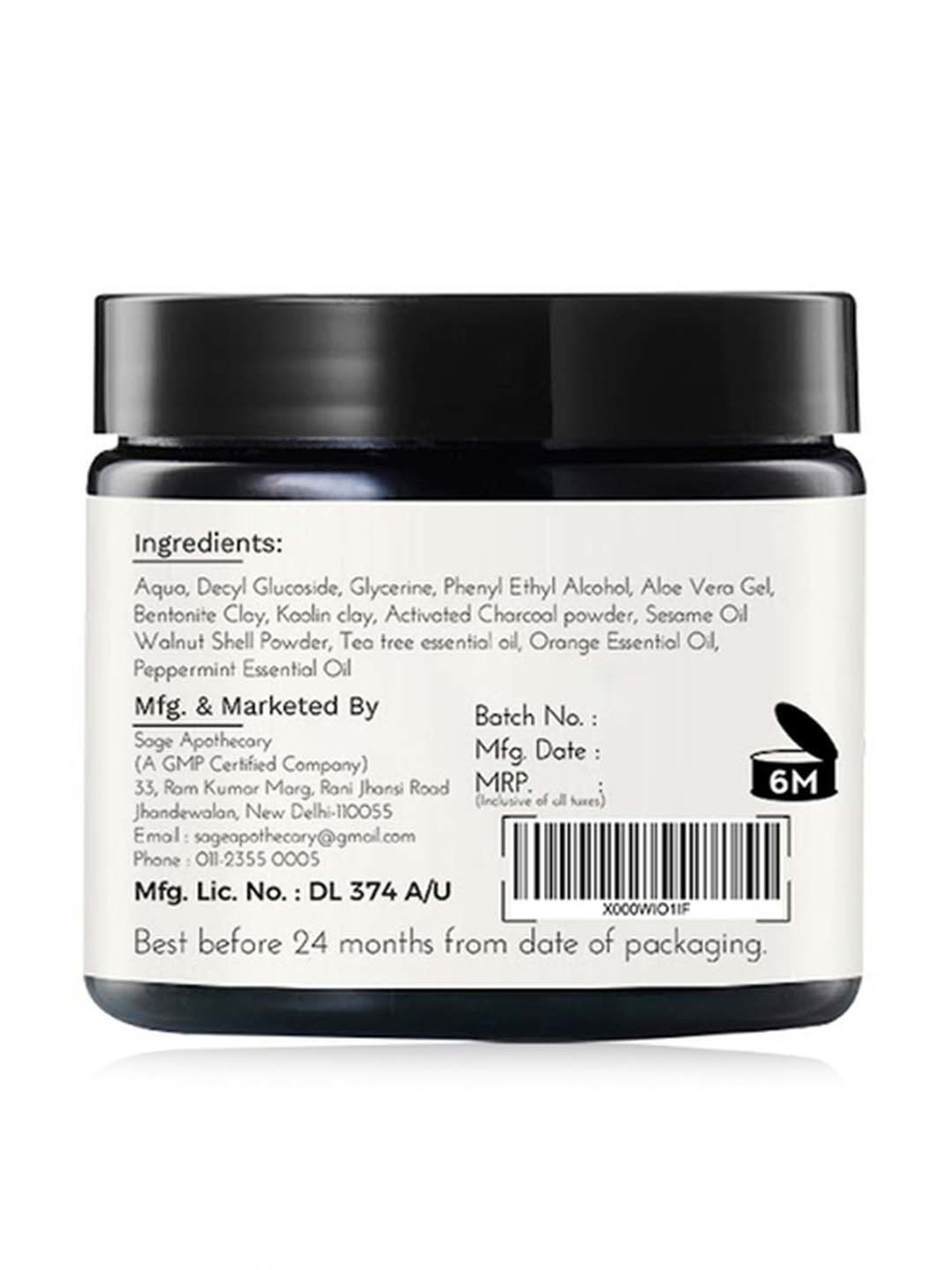 Sage Apothecary Activated Charcoal & Tea Tree 3 in 1 Mud Mask - 100 gm