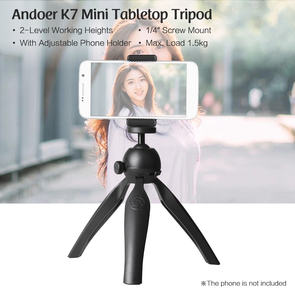 Mini Tabletop Tripod 2-Level Adjustable Working Heights 1/4