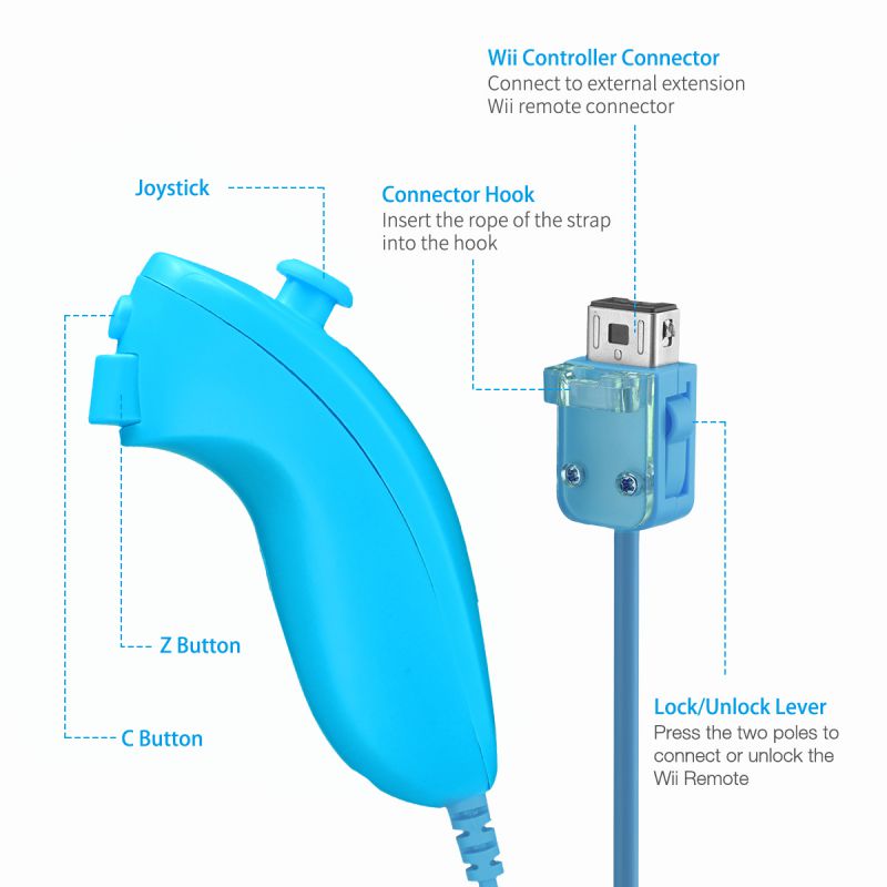 FirstPower Wii Nunchuck Controller,Nunchuck Joystick Gamepad Controller for Wii/Wii U Console (White)