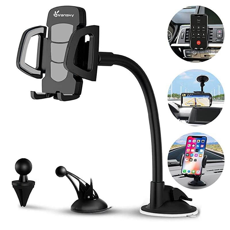Phone Car Holder  3in1 Universal Cell Phone Holder Car Air Vent Holder Dashboard Mount Windshield Mount for iPhone 12 11 X XR 77 Plus Samsung Galaxy S9 LG Sony and More