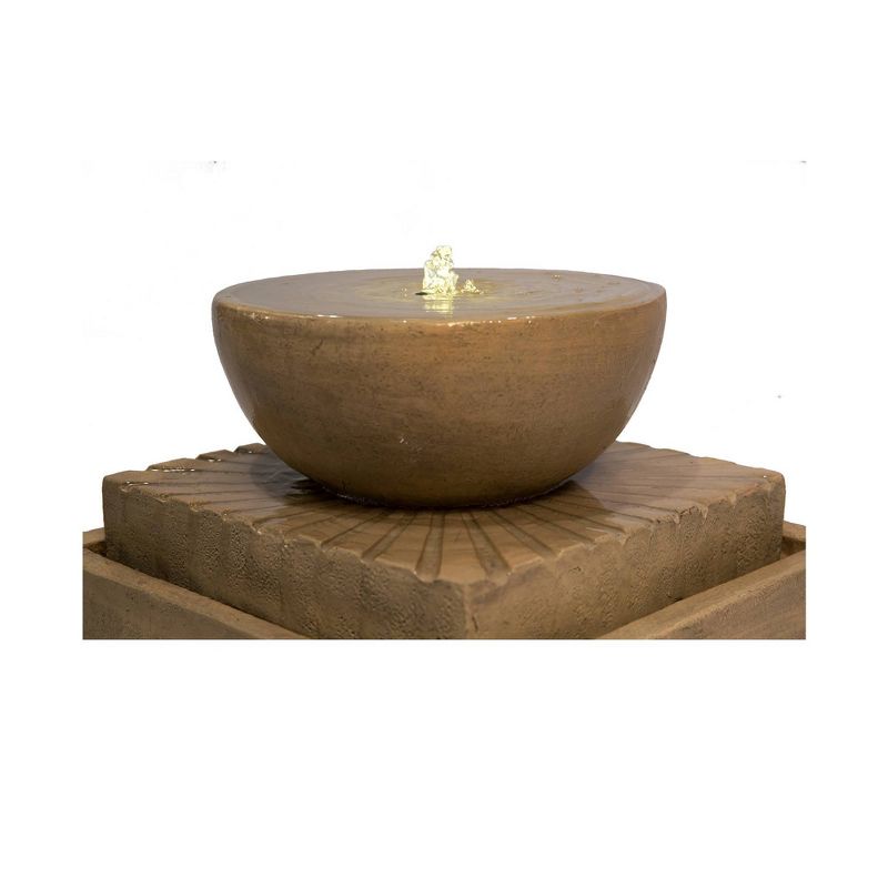16" 2 Tier Outdoor Fountain with LED Lights Tan - Peaktop
