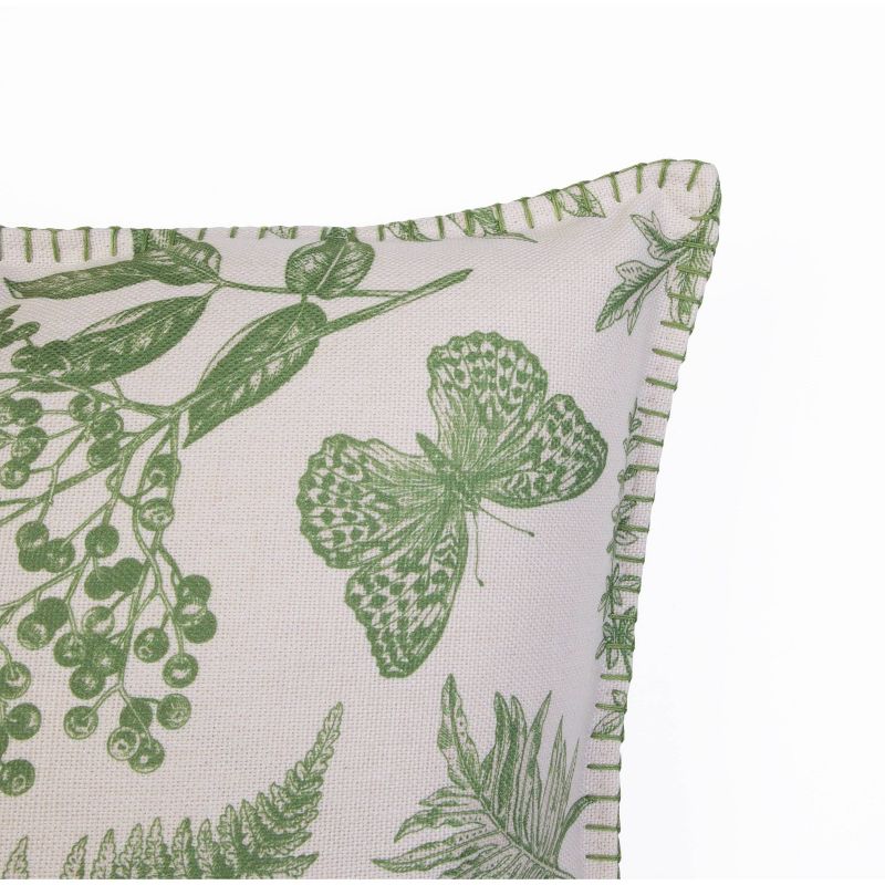 22"x22" Loretta Leaf Whipstitch Reversible Pillow Green - Décor Therapy
