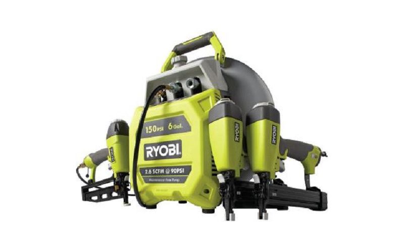 Ryobi ZRYG63CK 3-Piece Nailer and Stapler with 6 Gallon Oil-Free Pancake Air Compressor Combo Kit