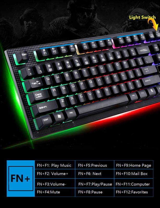 UKCOCO Gaming Keyboard Mouse Combo Wired,RGB LED Backlit Computer Gaming Keyboad,Lighted PC Gaming Mouse, for PC Games Gamer Working, White