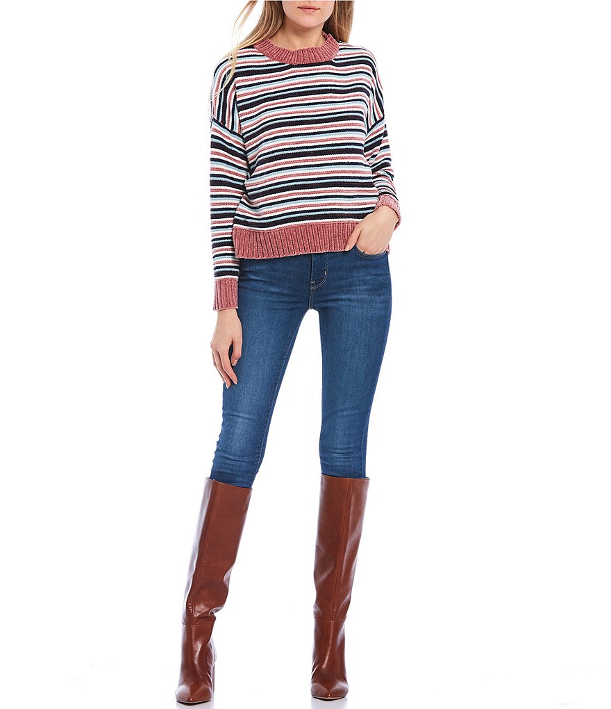 Coco + Jaimeson Long-Sleeve Striped Chenille Sweater