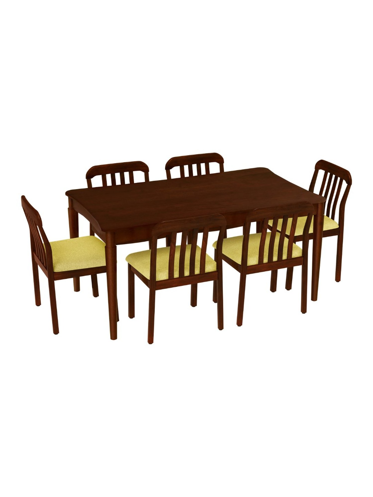 Godrej Interio Ezra Brown Rubber Wood 6 Seater Rectangular Dining Table