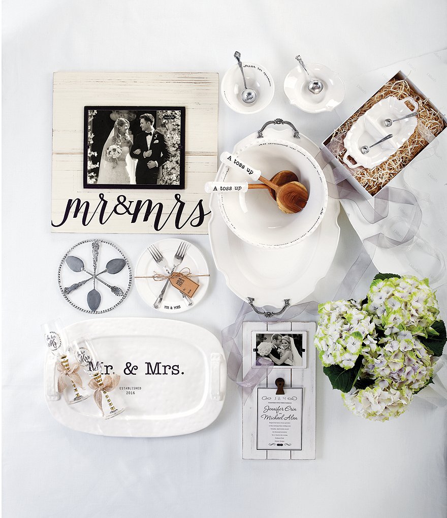 Mud Pie Wedding Collection Mr. & Mrs. Cake Testing Plate with 2 Forks