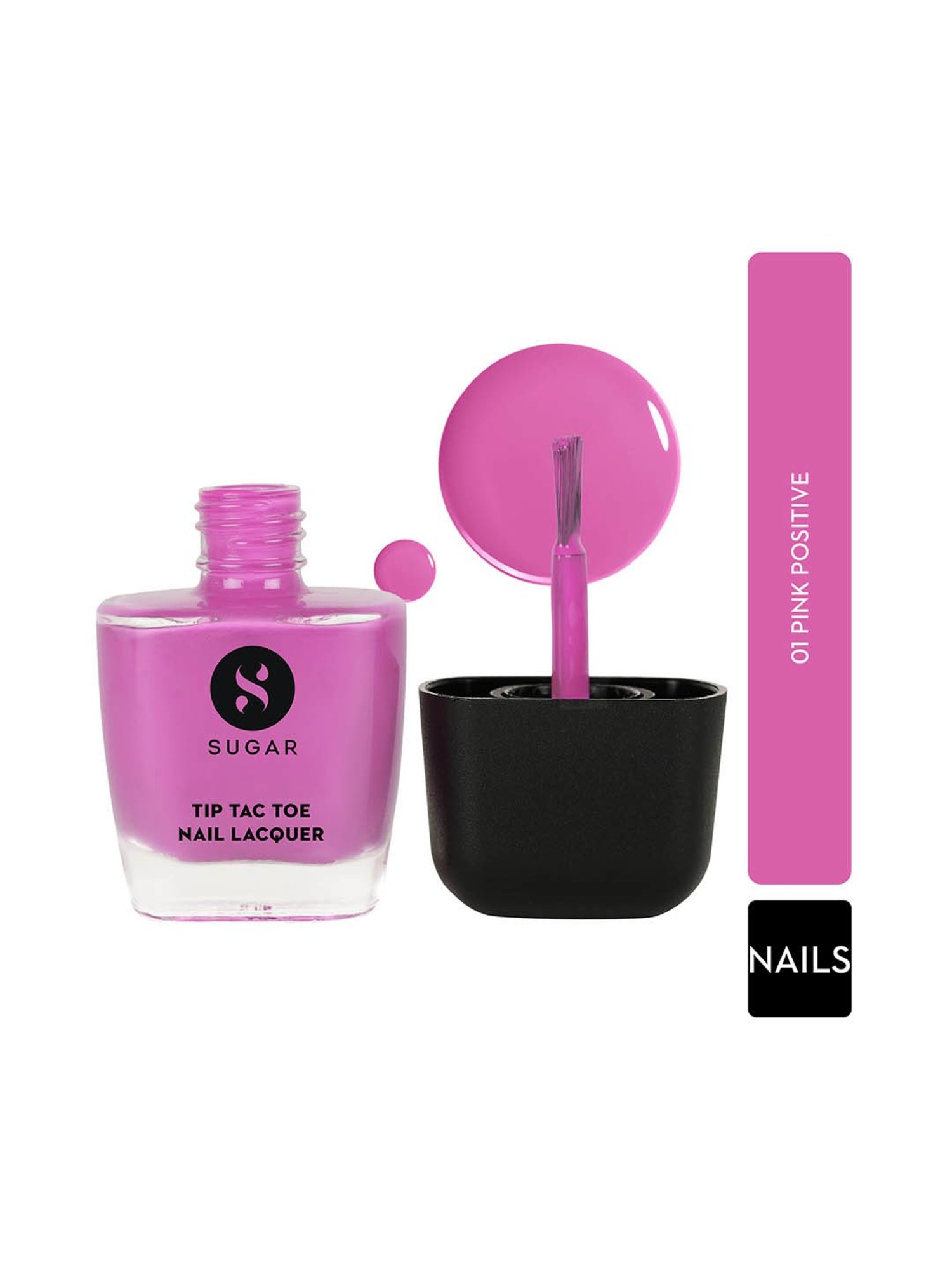 SUGAR Cosmetics Tip Tac Toe Nail Lacquer Classic 01 Pink Positive - 9 ml