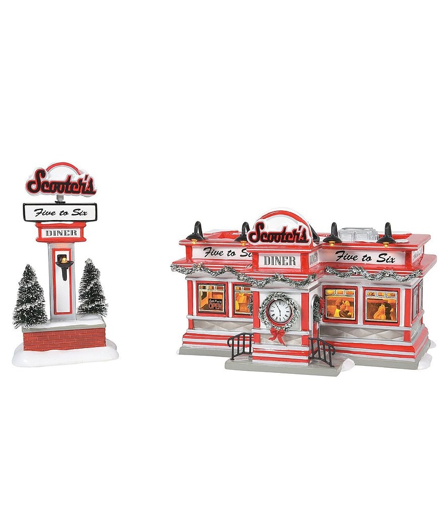 Department 56 The Original Snow Village Scooter's Diner, 2-Piece Set