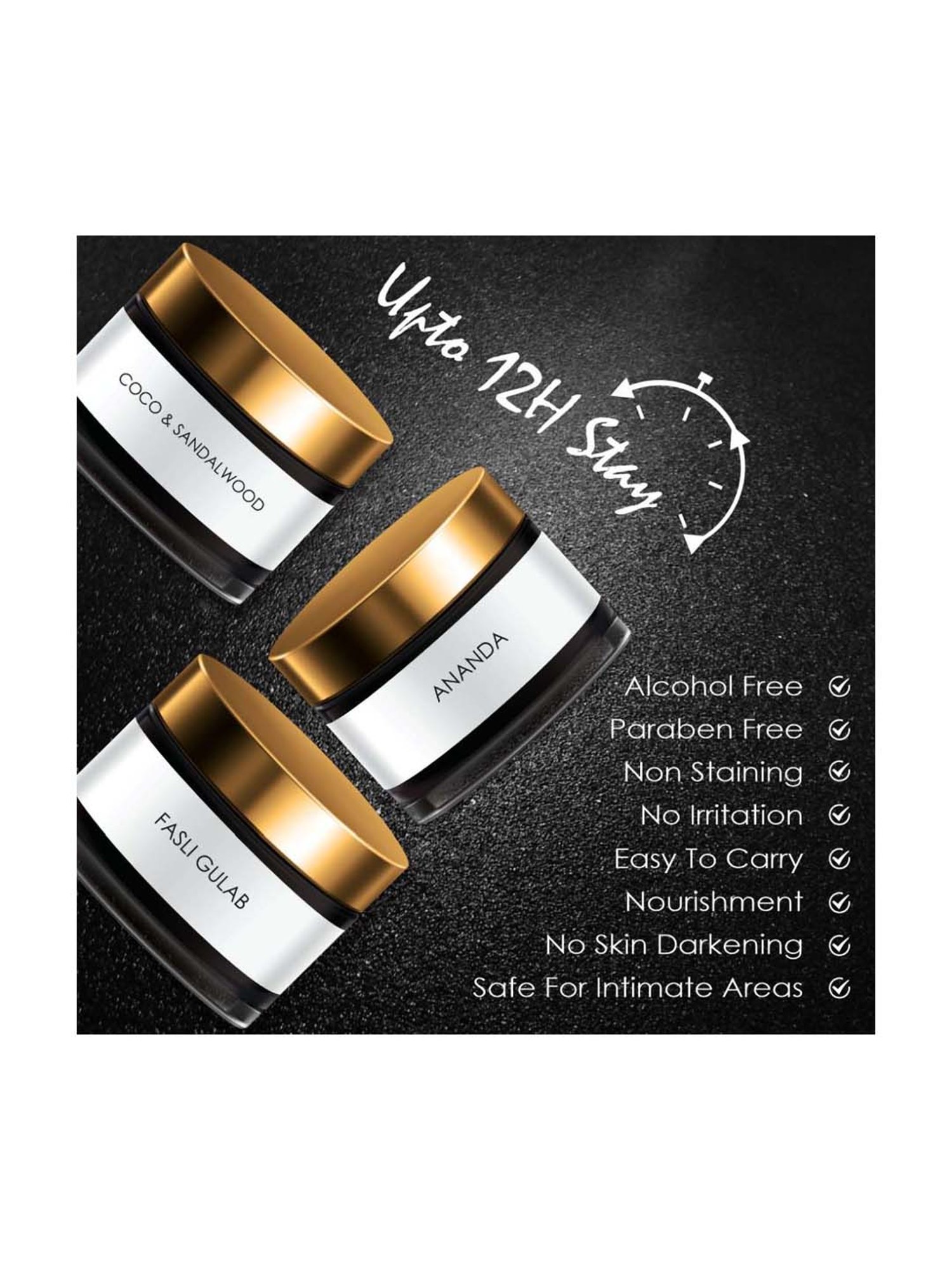 Namyaa Solid Natural Body Perfume for Sensitive Areas Pack of 3 - 15 gm