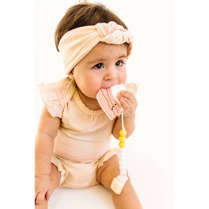 Loulou Lollipop Silicone Teether with Clip - Bacon and Egg