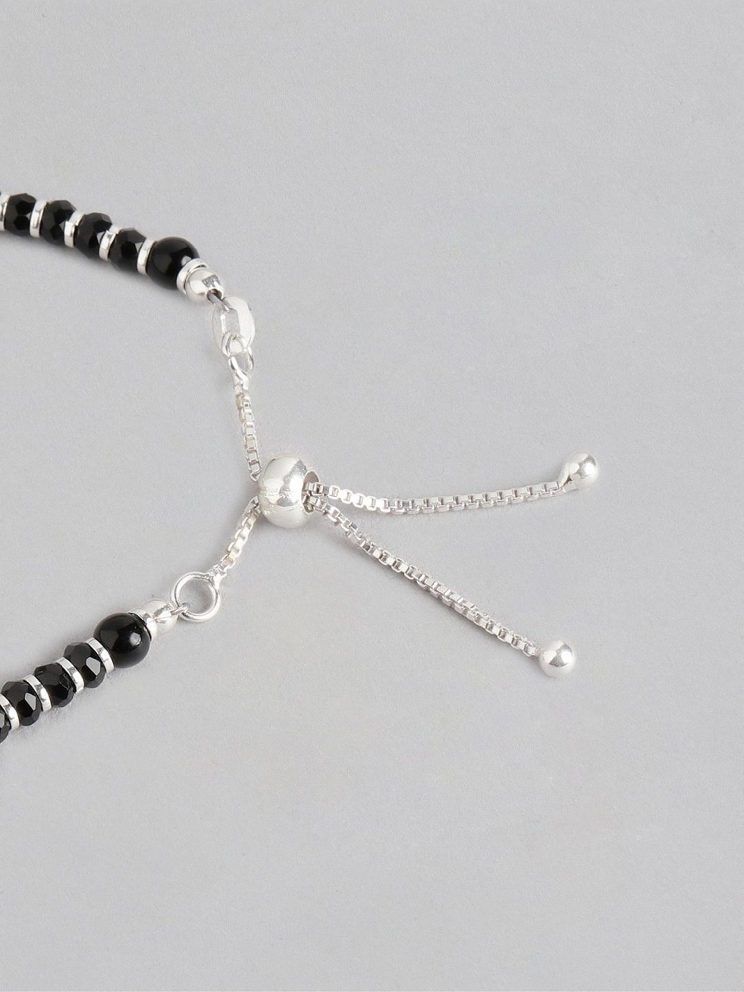 Zavya Classy Black Beaded 92.5 Sterling Silver Bracelet