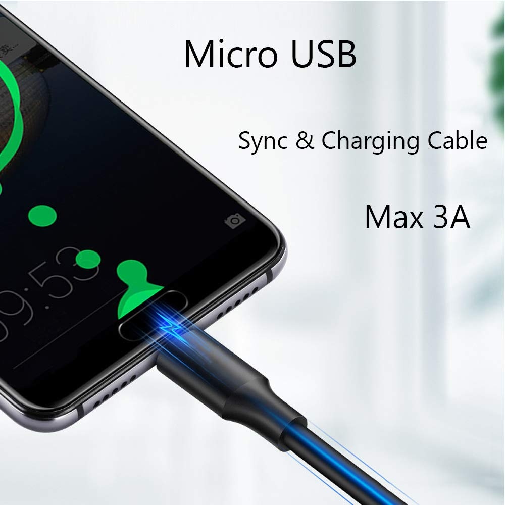 Micro USB Charging Cable for Samsung Galaxy Tab A E S2 3 4 TabletGalaxy S7 Edge S6 S5LG Moto Sony Blu HTC Android PhoneCameraBlack Charge Cord