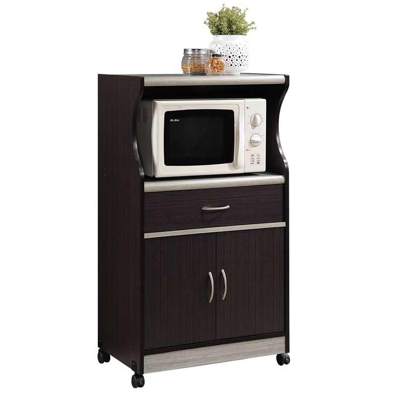 Microwave Kitchen Cart in Chocolate Gray - Hodedah