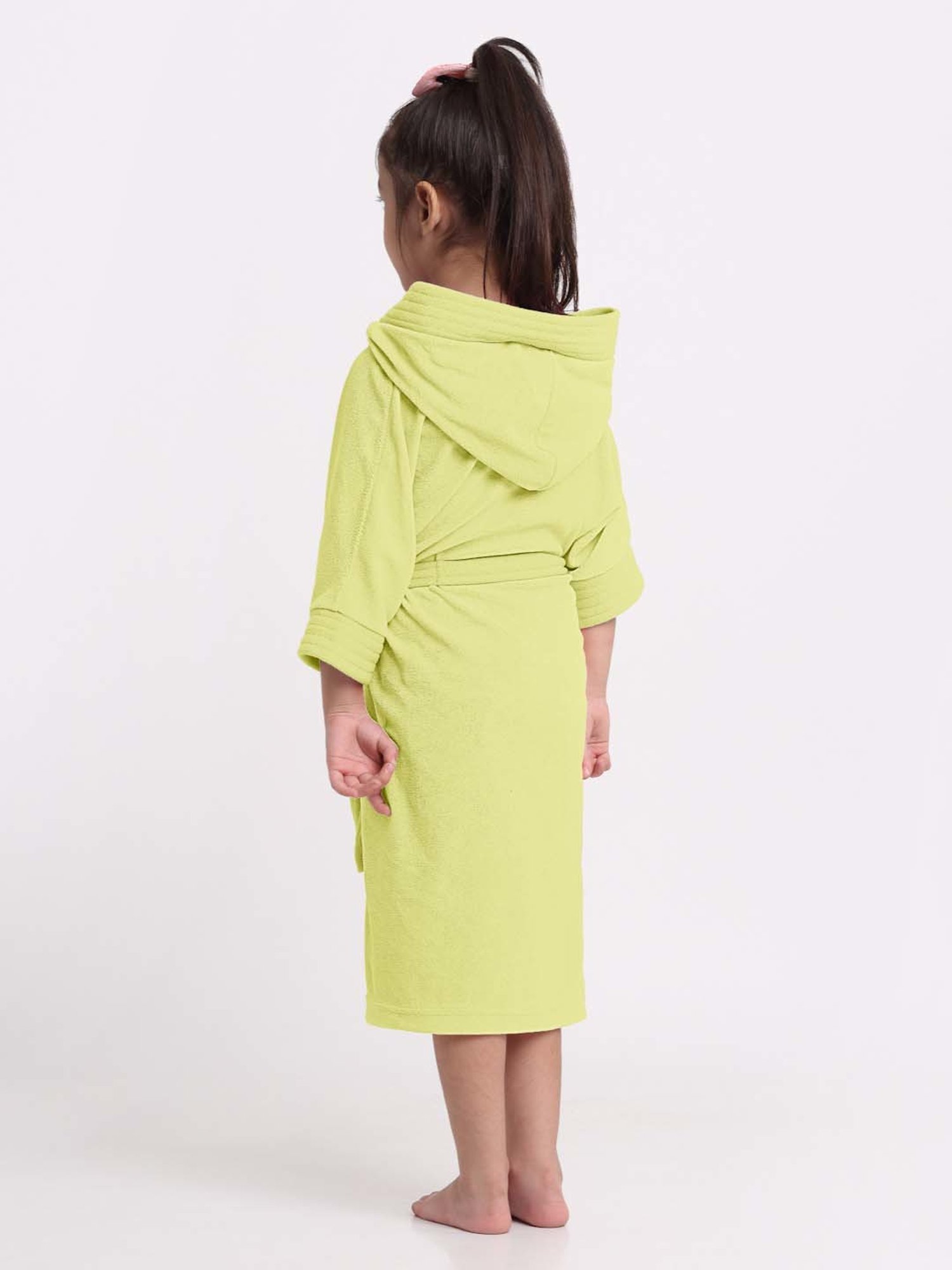 Creeva Melodious Lemon Micro Terry 225 GSM Kids Hooded Bathrobe 10-11 Years With Pocket