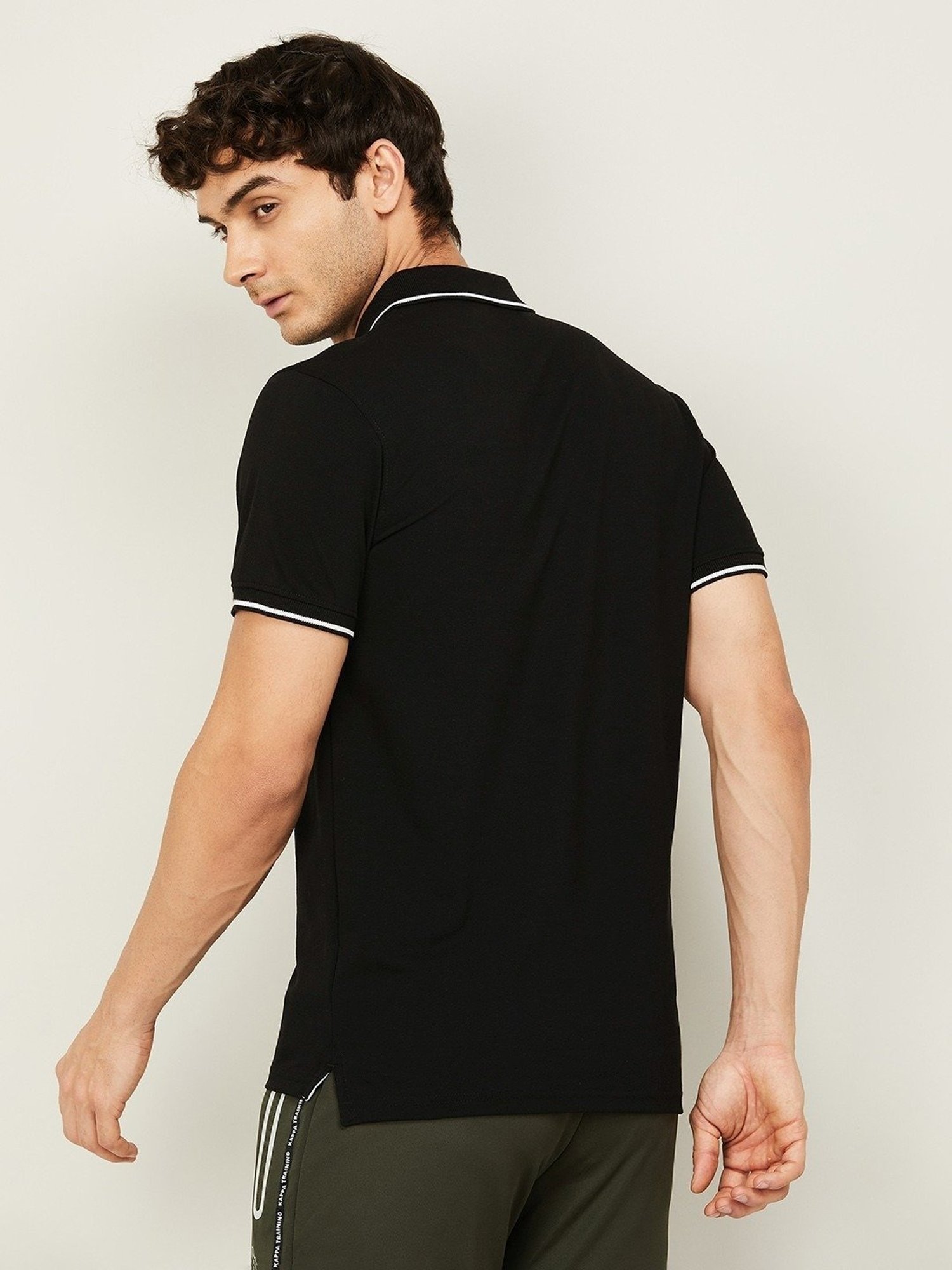 KAPPA Black Regular Fit Polo T-Shirt
